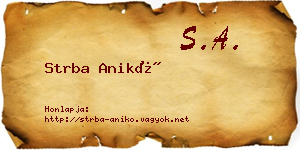 Strba Anikó névjegykártya
